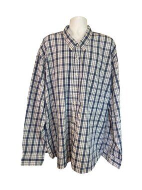 Saddlebred Mens 4X Big Tall Blue Plaid Shirt Classic Fit Preppy Button Down